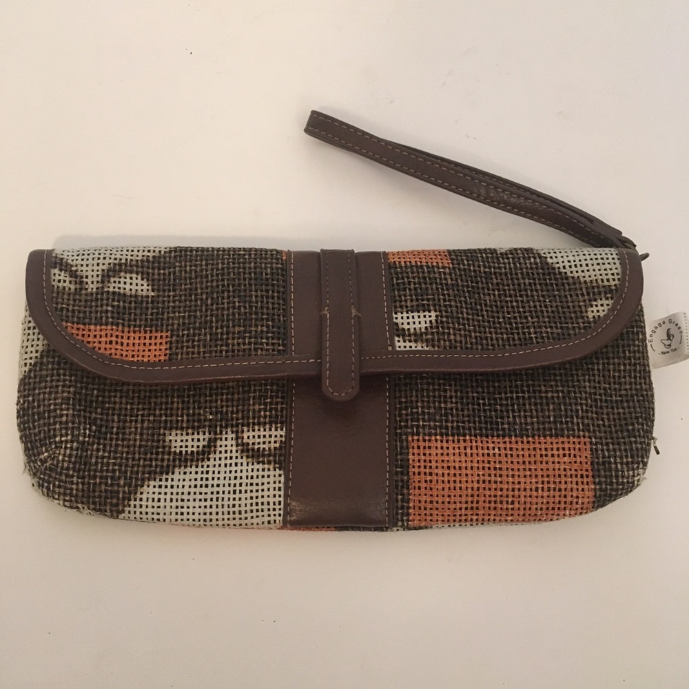 Engage green paper clutch purse brown by leonor mendoza designs